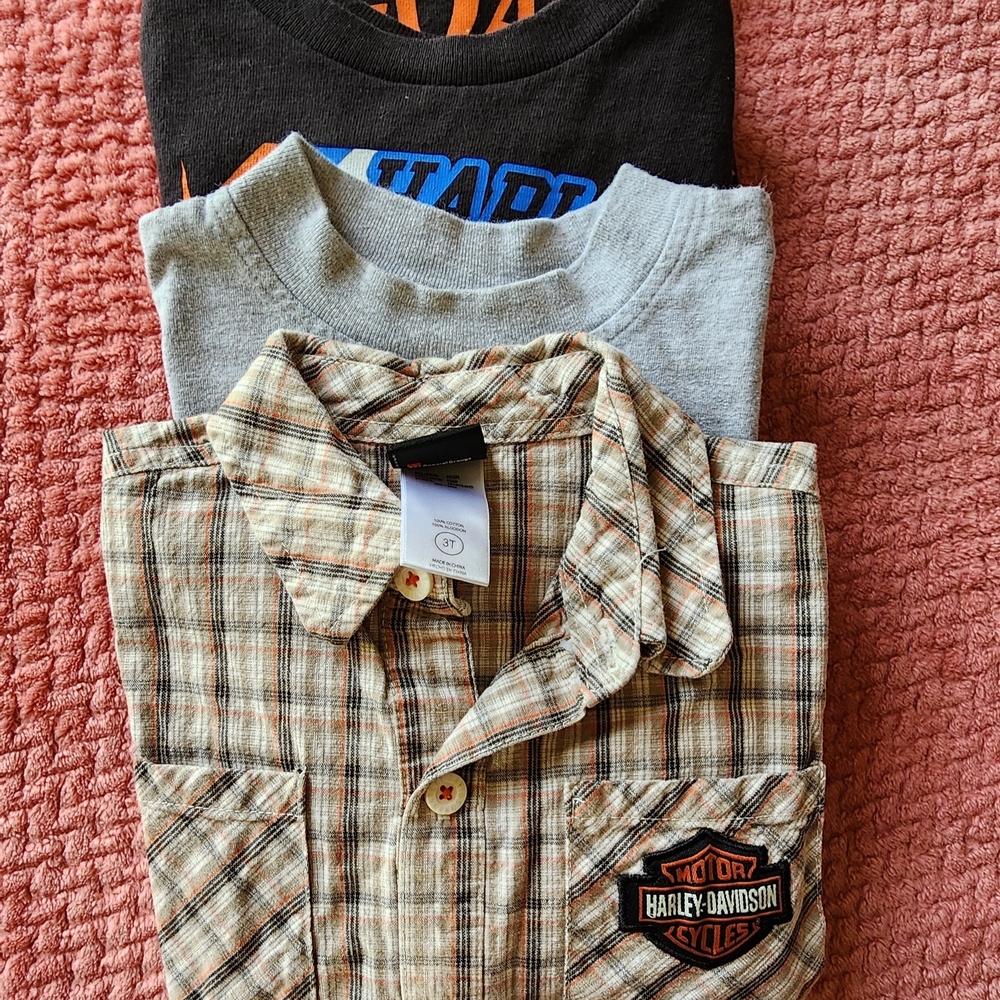 Harley-Davidson Kids Checkered Shirt - Tan and Black